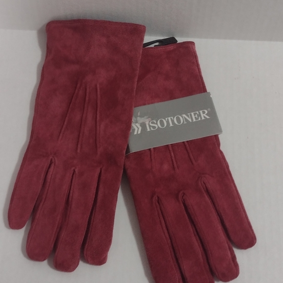 isotoner Accessories Isotoner Red Suede Leather Gloves New Poshmark